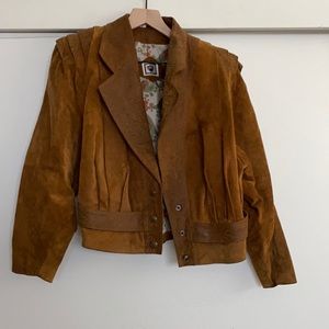 Vintage Leather Jacket Brown Suede